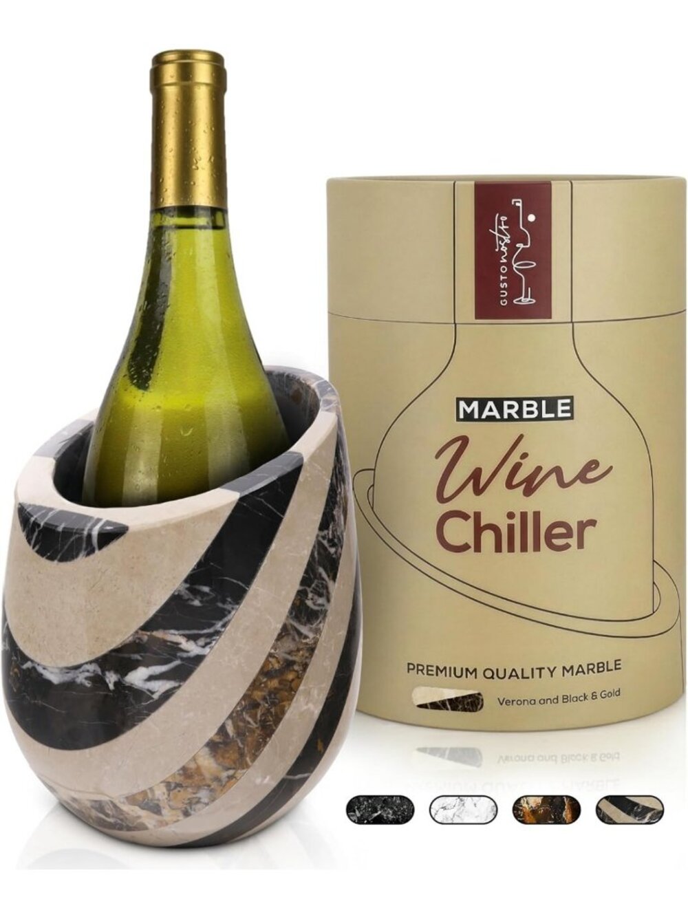 Marble Wine Chiller Bucket - 750ml Bottle Cooler & Champagne Chiller for Parties